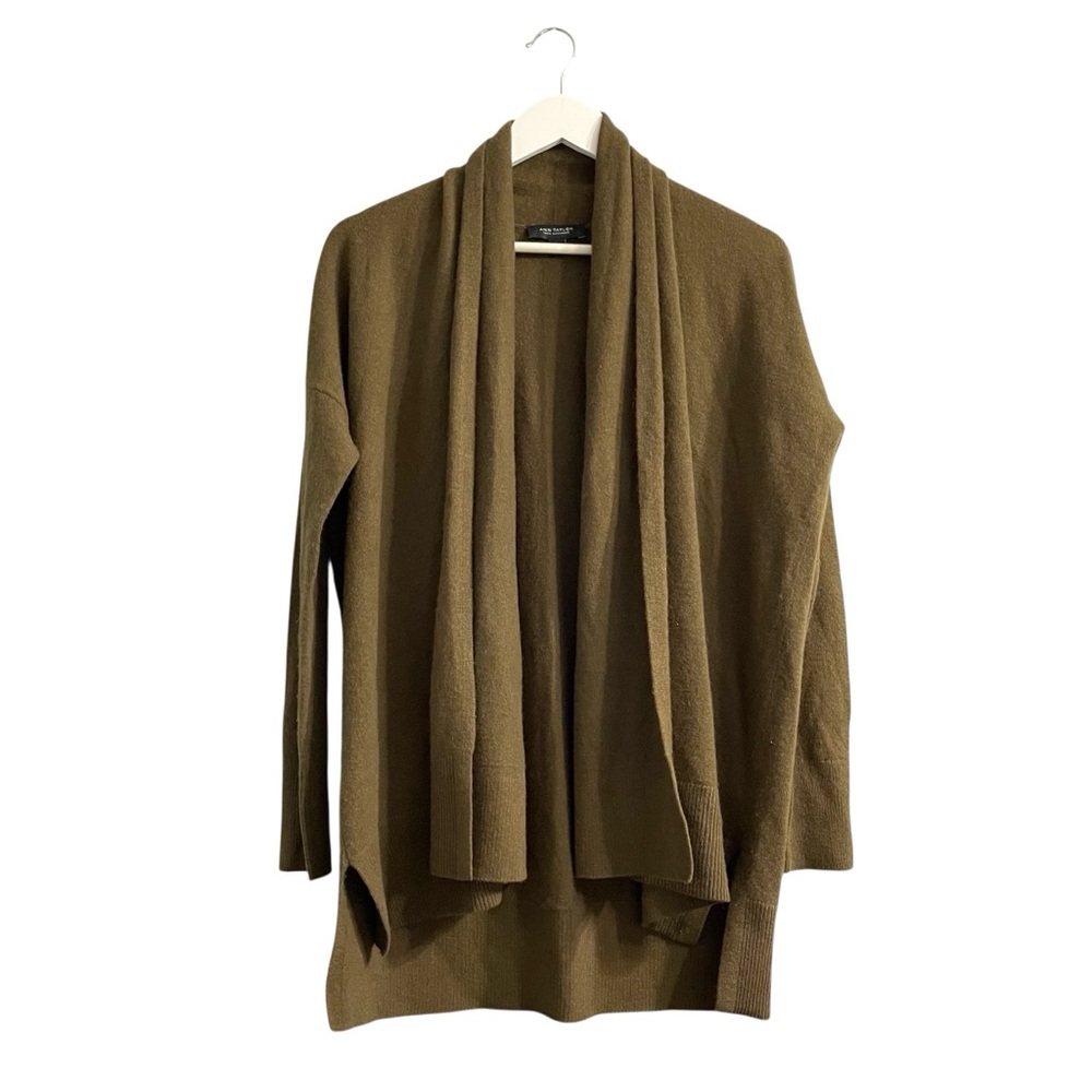 Ann Taylor green Open Front cashmere Cardigan size S